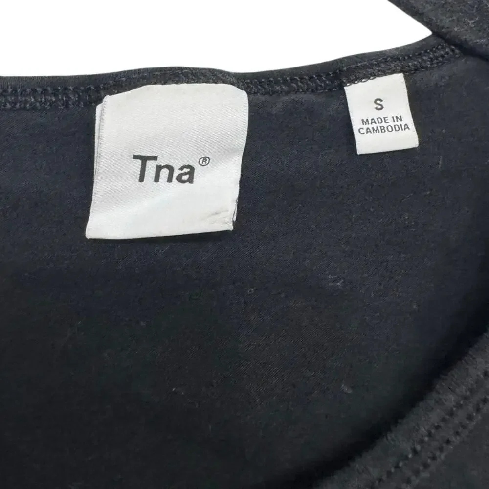 TNA by Aritzia‎ Black Ruched Side Tee Shirt Top Womens Size Small Y2K Minimalist